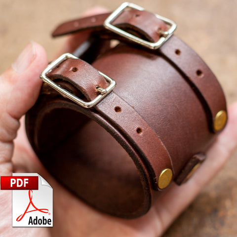 Double Buckle Leather Cuff Bracelet PDF Template Set
